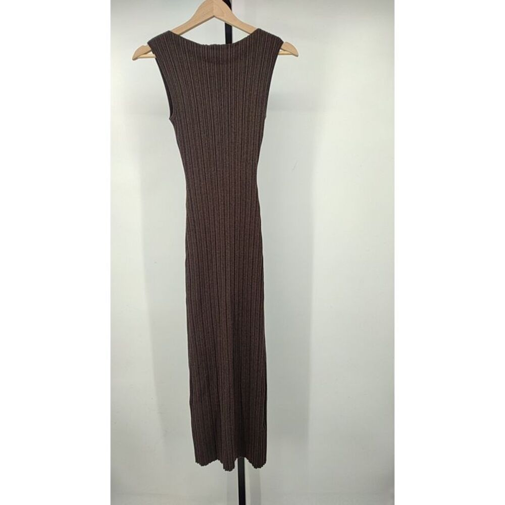 Quince Ribbed Sleeveless Knit Maxi Dress in Brown